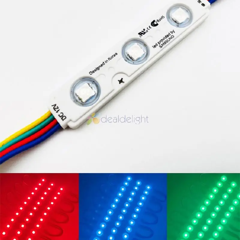 20pcs/lot 5050 RGB Injection LED Module 0.72W 66lum 12V 7515 Waterproof Color Changeable Led Modules Lighting For Backlight