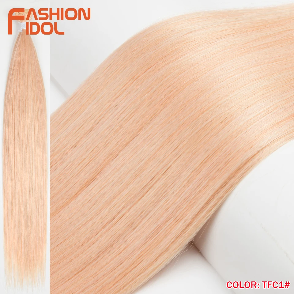 Knochenglatte Haarverlängerungen, Ombre-Blondes Haarbündel, superlanges Haar, synthetisch, 61 cm, glattes Haar, voll bis zum Ende, MODE IDOL