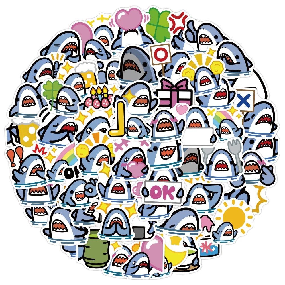 10/50/120PCS Kawaii Cute Shark Stickers Aesthetic Laptop Scrapbooking Water Bottle  Waterproof DIY Decal Sticker Packs Kid Toy