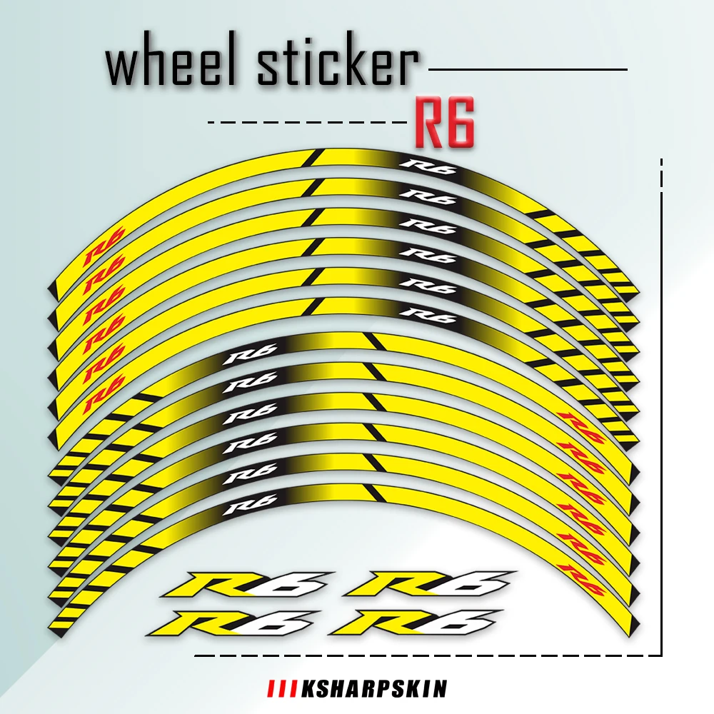

Лидер продаж, светоотражающие Стикеры для стайлинга колес, наклейки с высокой адгезией на передние и задние диски, водонепроницаемые наклейки с ободами для YAMAHA YZF R6 YZF-R6 YZFR6