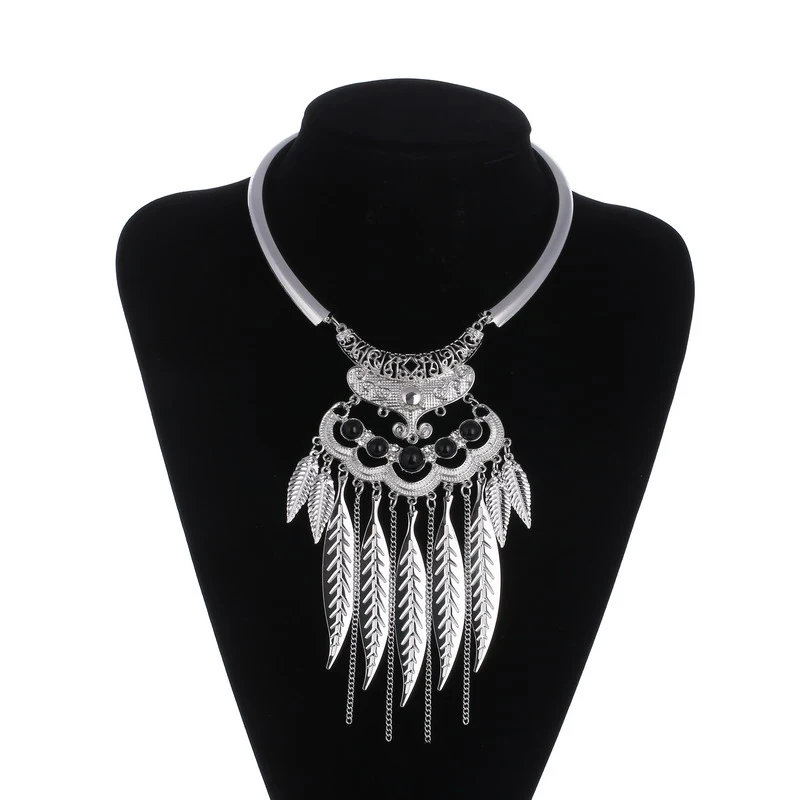 Mode Böhmischen Kragen Choker Halskette Frauen Vintage Aussage Collier Femme Schmuck Kristall Metall Blätter Kette Halskette Bijoux