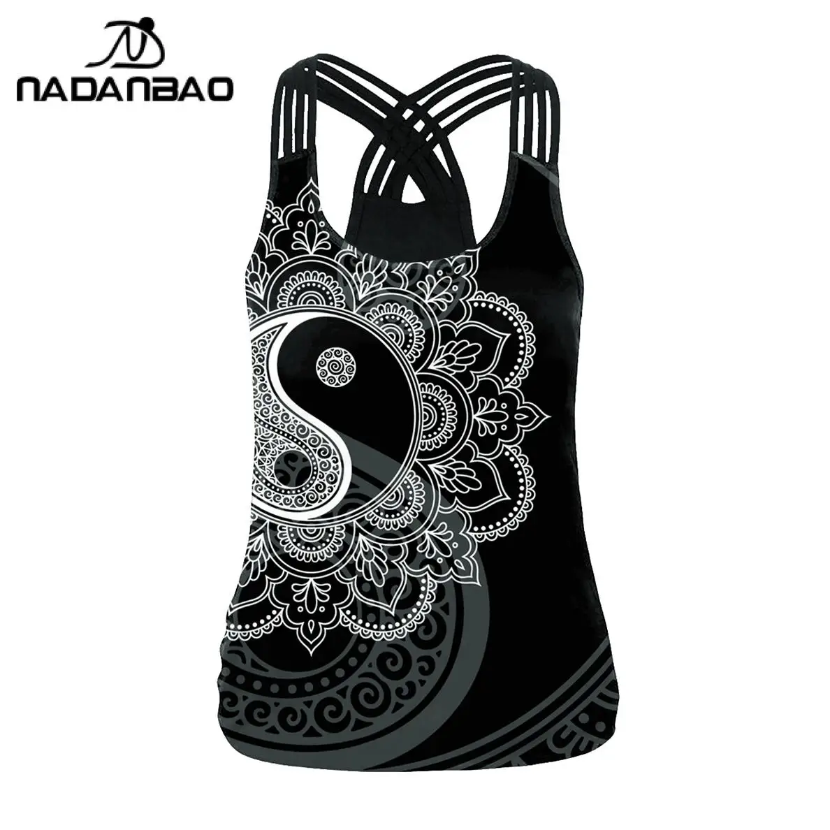 NADANBAO Contemplative Symbol Mandala Women Vest Tops 3D Printing Aztec Round Ombre Sling Tops Fashion Sexy Backless Tank Top