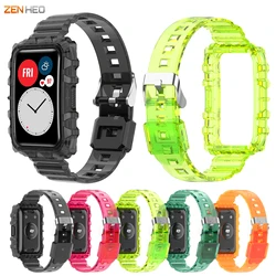 Transparent Strap For Huawei Watch Fit/Fit 2 Clear Silicone Watchband Bracelet With Rugged Bumper Case