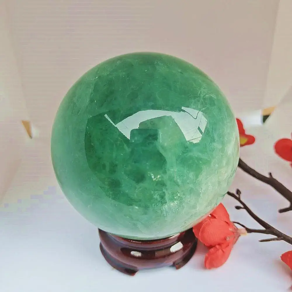 High Quality Natural Green Fluorite Sphere Shape Stone Hand Carved For Gift & Home Decor LP