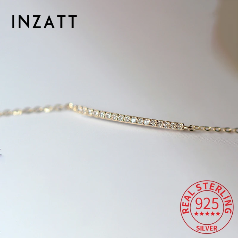 INZATT Real 925 Sterling Silver Zircon 14K Gold Chain Bracelet For Women Punk Fine Jewelry Minimalist Accessories Drop Shipping