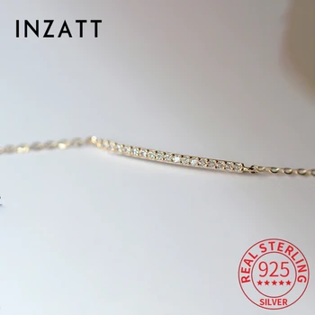INZATT 여성용 진짜 925 스털링 실버 지르콘 14K 골드 체인 팔찌, 펑크 파인 주얼리 미니멀리스트 액세서리, 드롭 배송