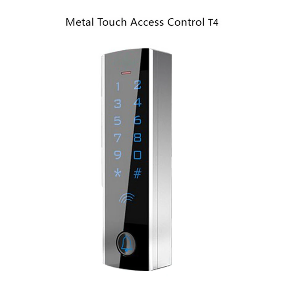 Metal touch Screen RFID 125KHz   Standalone 13.56MHZ Digital backlit touch keypa Access Control system waterproof T4