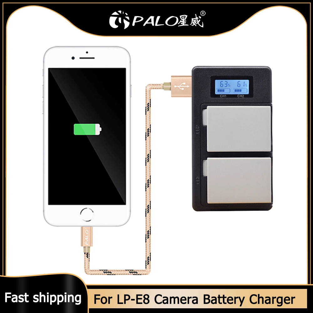 

PALO LP-E8 Camera Battery Charger LPE8 LP E8 Smart USB charger For Canon EOS 550D 600D 700D X4 X5 X6i X7i T2i T3i T4i T5i Camera