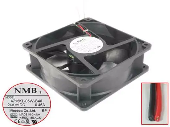 

NMB-MAT 4715KL-05W-B40 E00 DC 24V 0.46A 120x120x38mm 2-Wire Server Cooling Fan