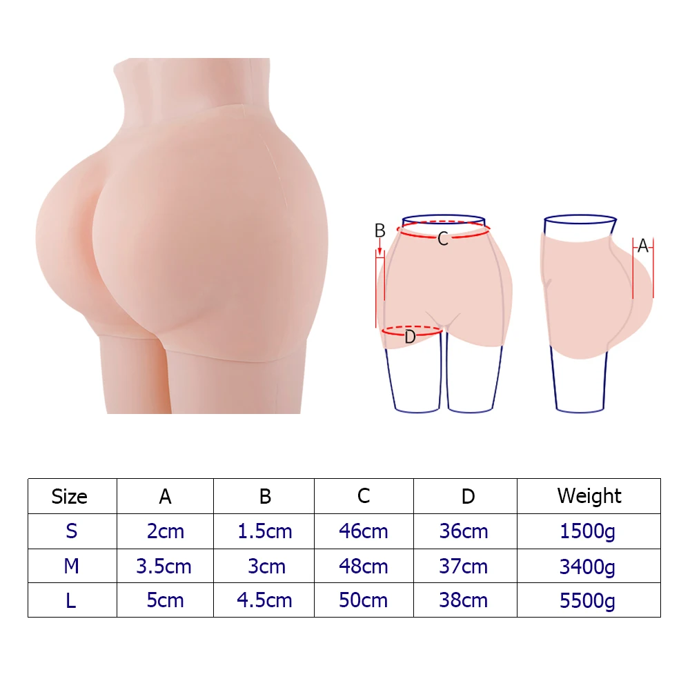 Silicone underwear Fake Buttocks Ass Padded Panties Hips Butt Enhancing Boyshorts Buttocks Enhancers for Women Shapewear