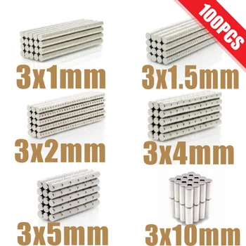 100 Stück Mini kleiner N35 runder Magnet 3x1 3x1,5 3x2 3x4 3x5 3x10 mm Neodym-Magnet Permanent NdFeB Superstarke leistungsstarke Magnete
