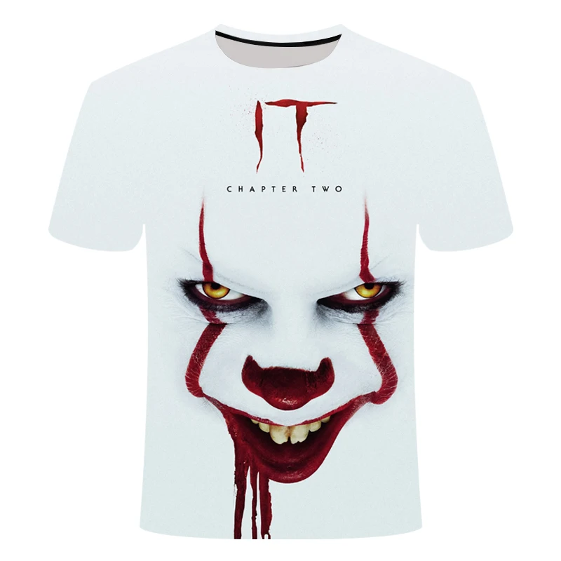 Horror Movie It Penny Wise Clown Joker 3D Print Tshirt Men/Women Hip Hop Streetwear Tee T shirt 90s Boys Cool Clothes Man alt