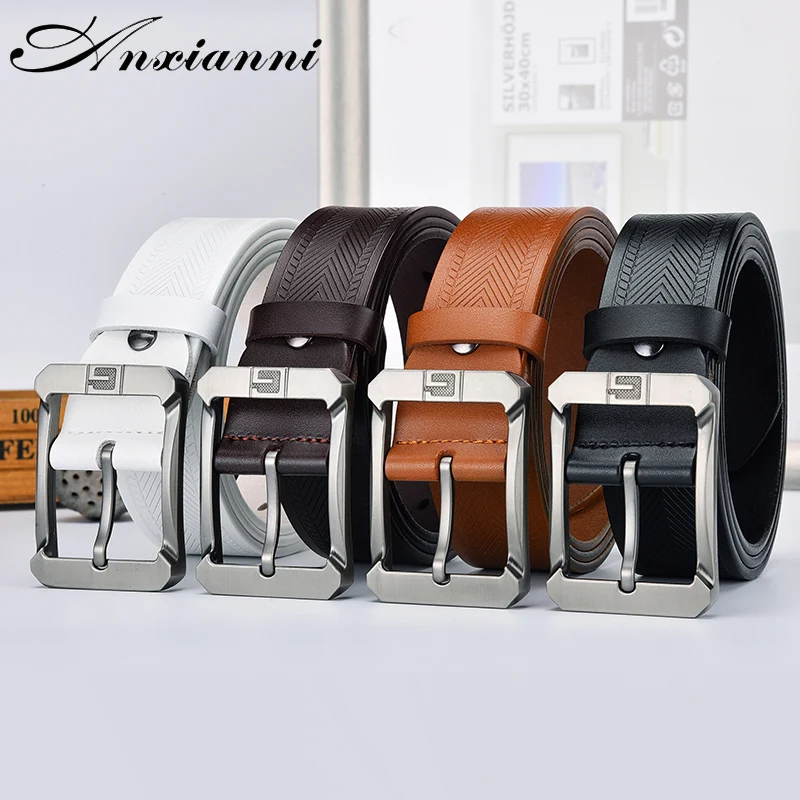 

Men's Extended Luxury Fashion Belt High Quality Natural Leather Casual Business Designer Retro Pin Belt Men