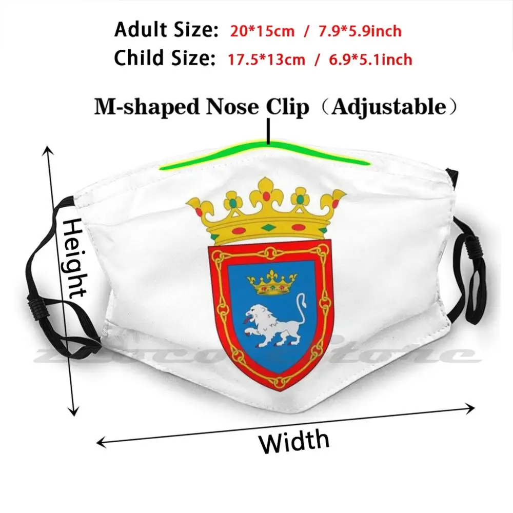 Coat Of Arms Of Pamplona , Spain Mask Cloth Reusable Print Filter Washable Pamplona Pamplona Pamplona Pamplona Navarra Navarra