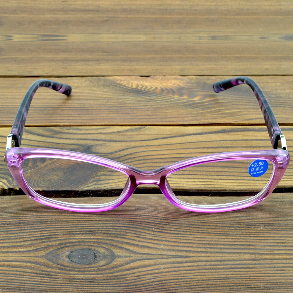 Ladies Small Purple Frame TR90 Light Weight Flexible Retro Handcrafted Eyeglasses Reading Glasses +0.75 +1 +1.25 +1.5 +1.75To +4