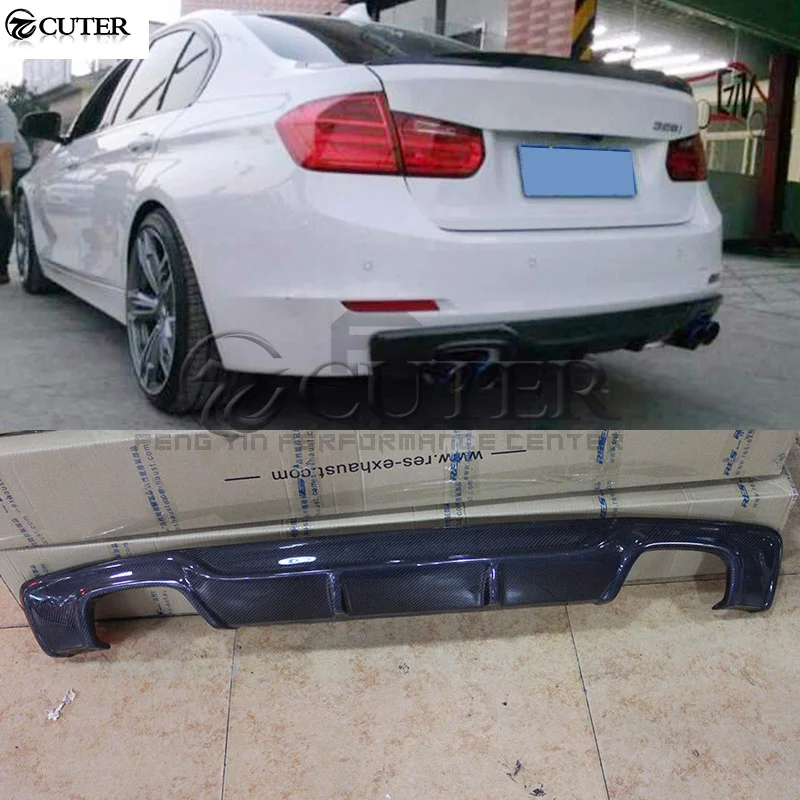 F30 3 Series 1m Style Carbon Fiber Rear Bumper Diffuser Lip Four Out Exhaust for Bmw F30 328i Car Styling 13-15