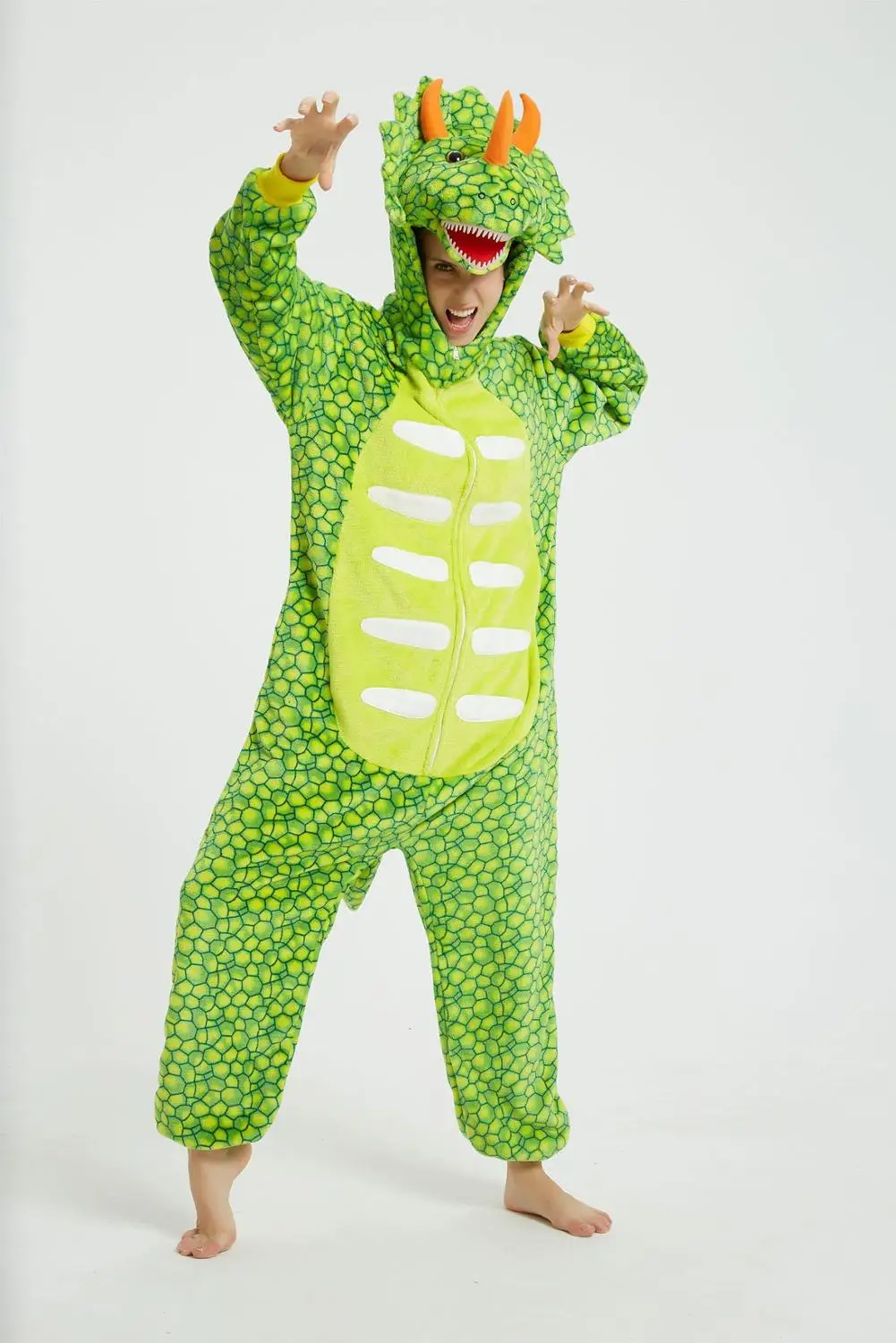 Kigurumi Onesies Men women Cosplay halloween green triangle dragon Christmas Party Pajamas Pyjamas costumes carnival costume