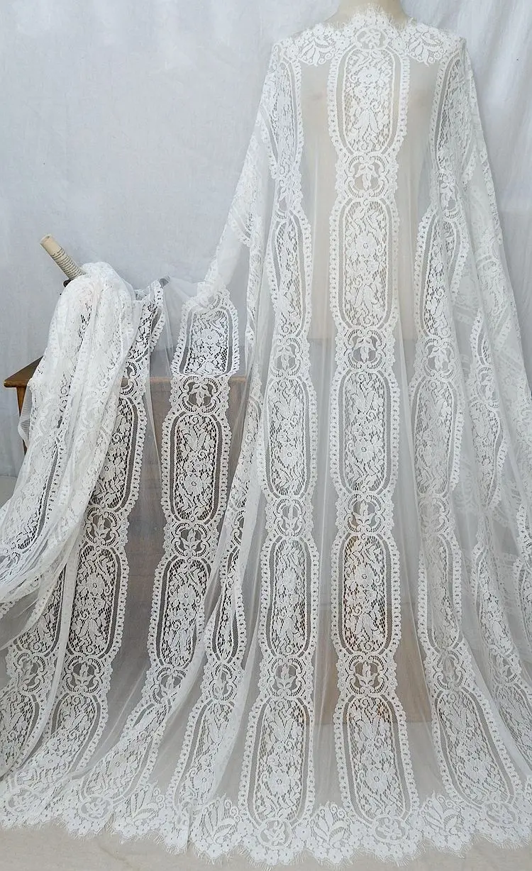 Jacquard Lace Fabric for Eyelash, Hollow Out, White, Black, Red, 140 cm Wide, RS594, 3M Lot