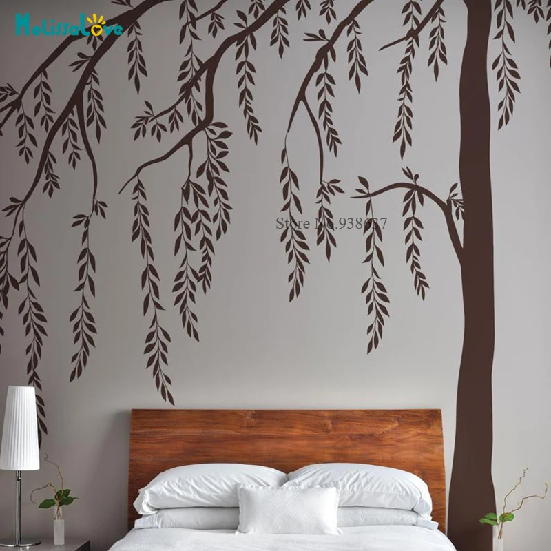 Leafy Weeping Willow Tree Decor Wall Decal Baby Room Nursery Living Room Wall Sticker Removable Vinyl Wallpaper BB744