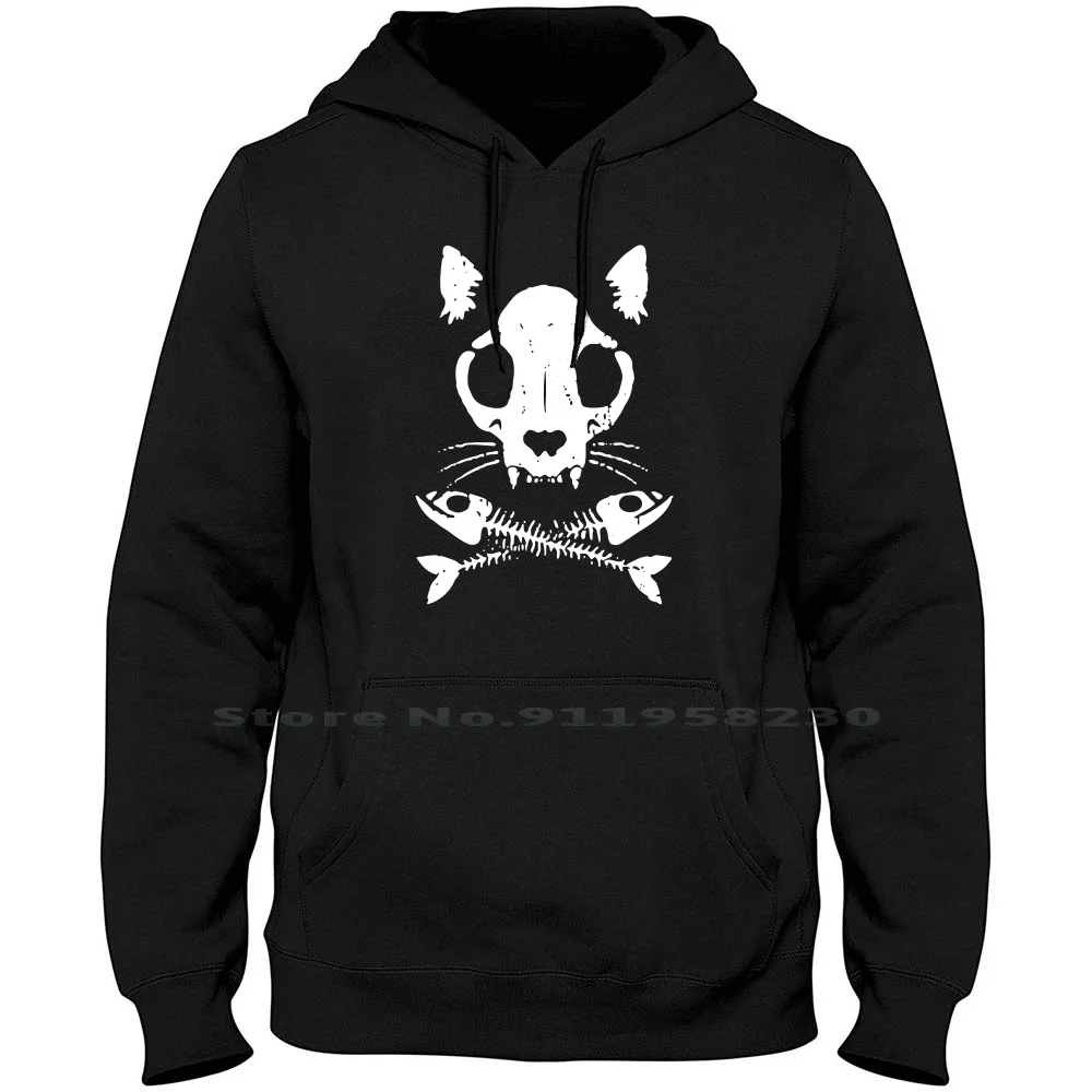 Cat Skull N Bones Men Women Hoodie Pullover Sweater 6XL Big Size Cotton Skull Bone One