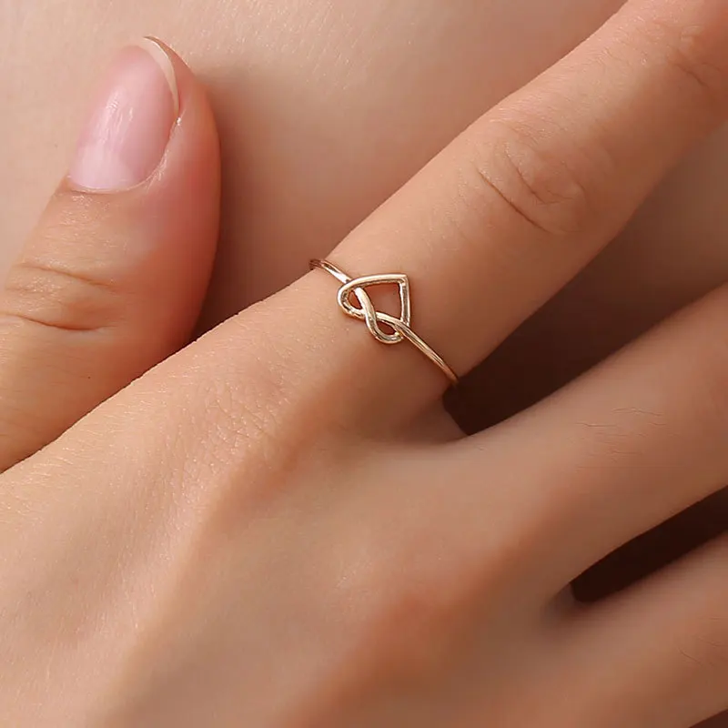 Woozu 2019 Wedding Heart Rose Gold Color Rings Engagement Black Color Open Ring Fashion Bijoux For Women Jewelry