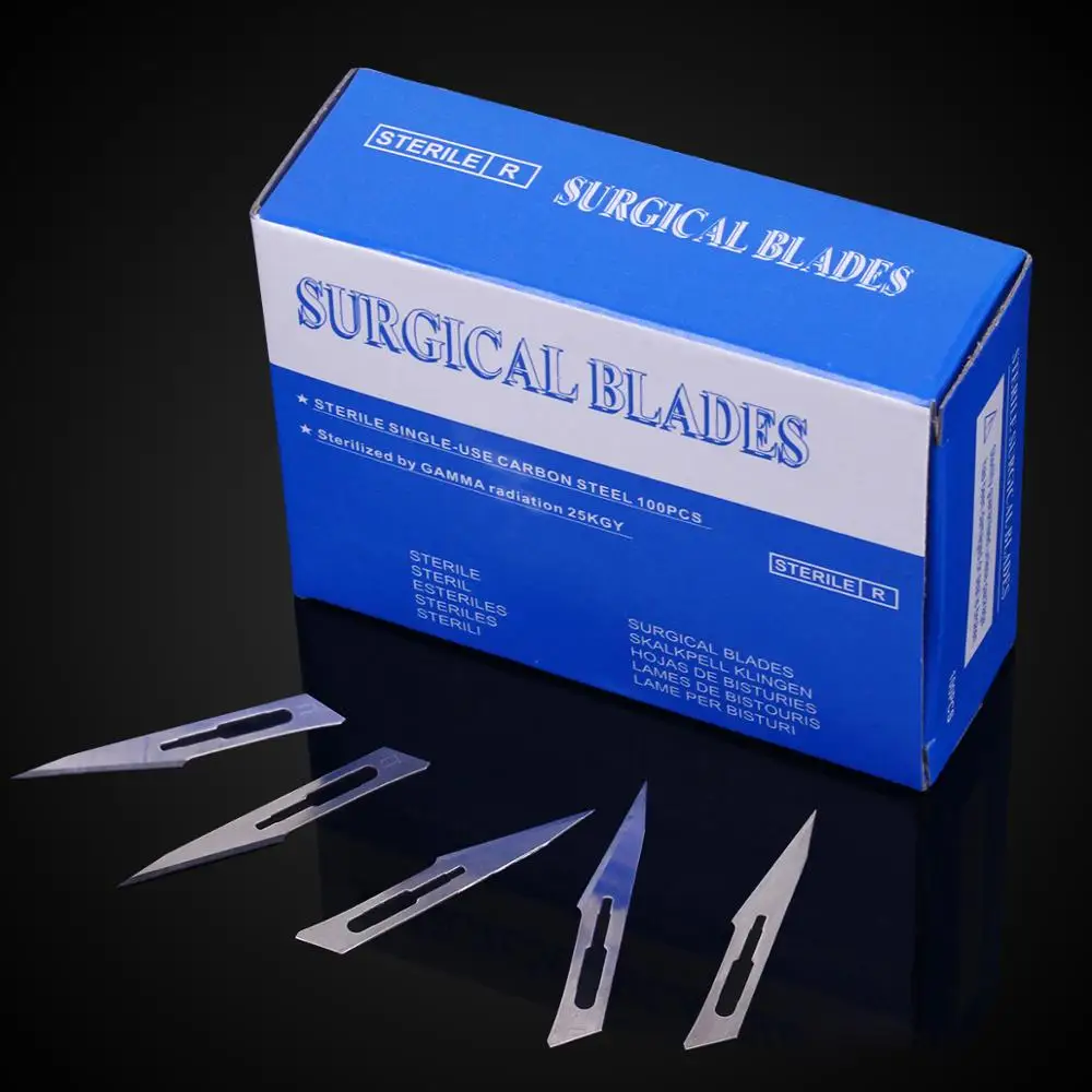 100 sztuk/pudło ostrza skalpela dla Dental medyczne ostrze chirurgiczne ze stali nierdzewnej dvd-y przyrząd kosmetyczny
