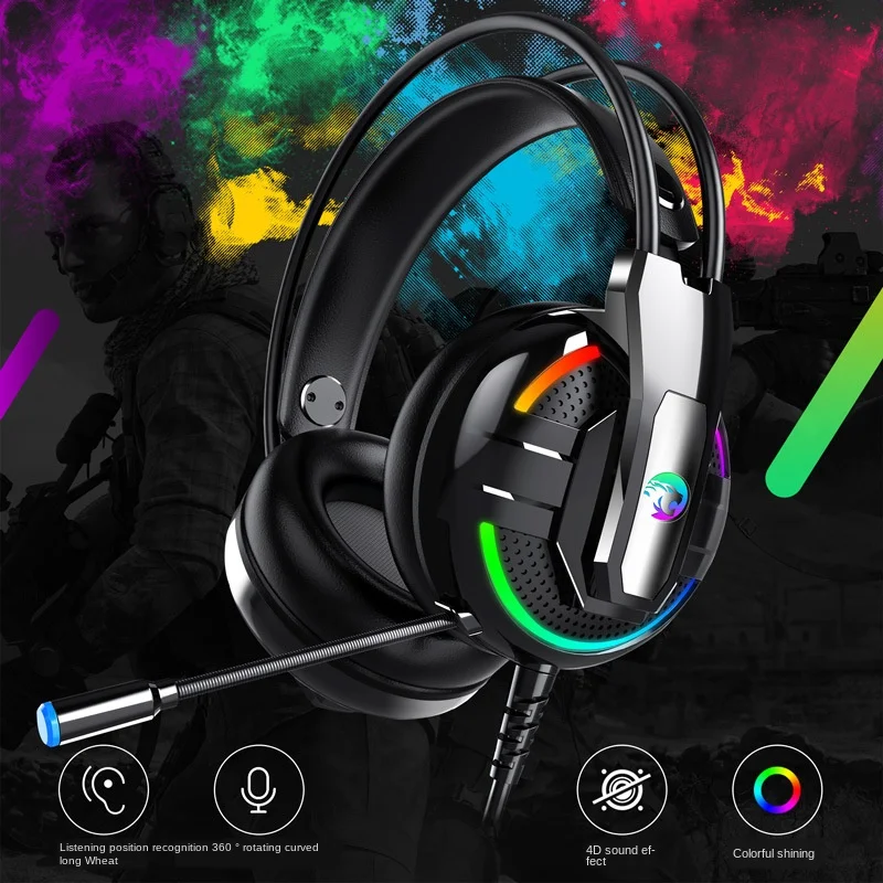 

PS4 Headset Gamer Surround Noise Cancelling HD Mic Gaming Headset Professional RGB Light for PS4 PC Xbox Gamer metal