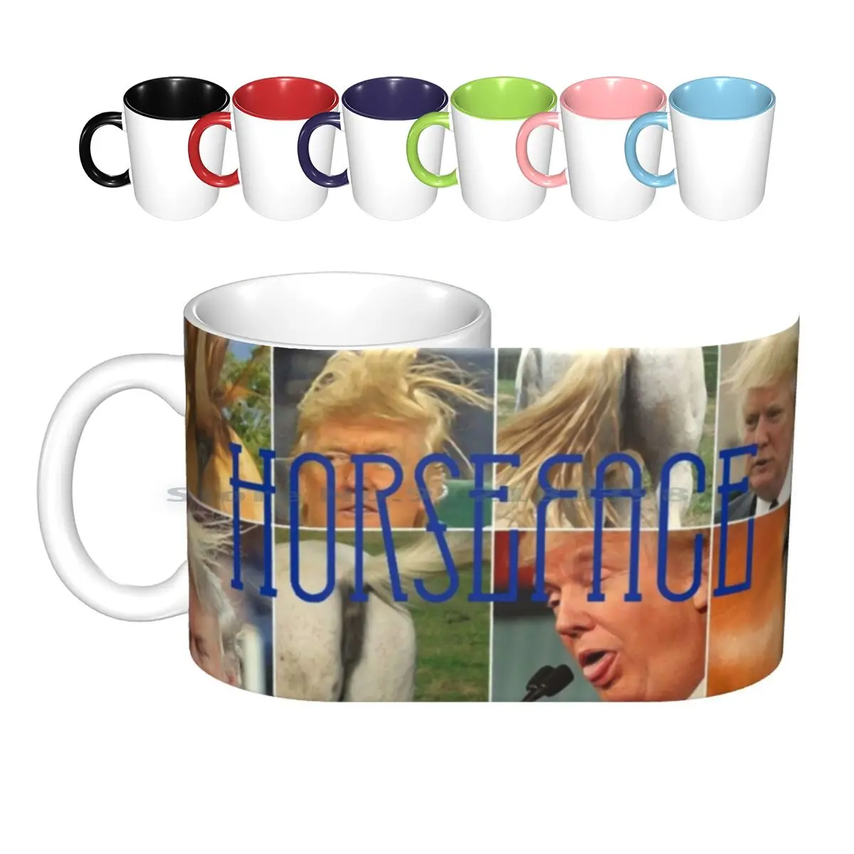 Horseface Ceramic Mugs Coffee Cups Milk Tea Mug Horseface Donald Trump Stormy Daniels Moments Creative Trending Vintage Gift