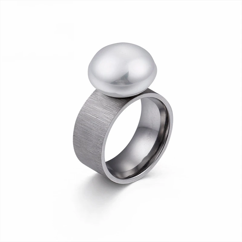 Fashion Stainless Steel Rings For Women Trendy Jewelry Gold  Black Color Romantic Lmitation Pearl Charm Party Gifts