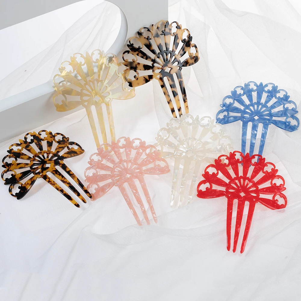 Vintage Hair Combs Women Colorful Acetate Hair Accessories Faux Tortoise shell Hair clips Flamenco Headdresses jewelry Mantilla