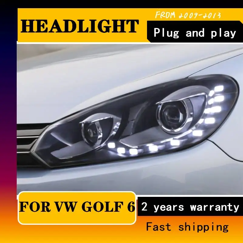 

Car Styling For 2009-2013 Voor VW golf MK6 Koplampen Auto Styling Voor VW Golf 6 DRL LED Tear Ogen Bi Xenon Lens Led Park