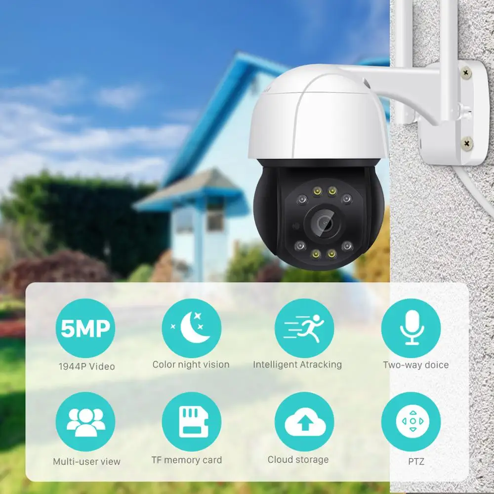 Top! 5MP PTZ Wifi 2MP Camera Outdoor 1080P 4X Zoom Ai Human Detection PTZ IP Camera Outdoor 3MP Auto Tracking CCTV Wireless IP