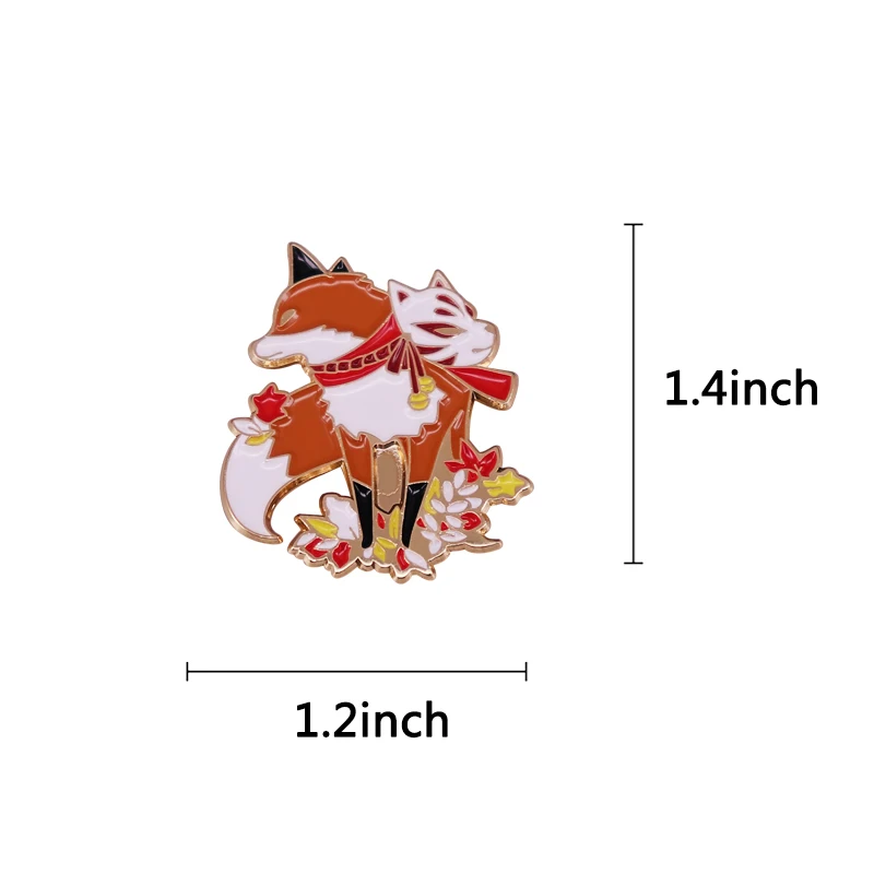 Red Fox Brooch enamel pin Shrine Fox Fairy Myth Anime Accessories Bag Accessories