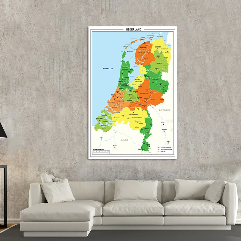 Netherlands Map Dutch Series 100*150cm Non-woven Painting Large Size Wall Poster Office Decor for School Supplies