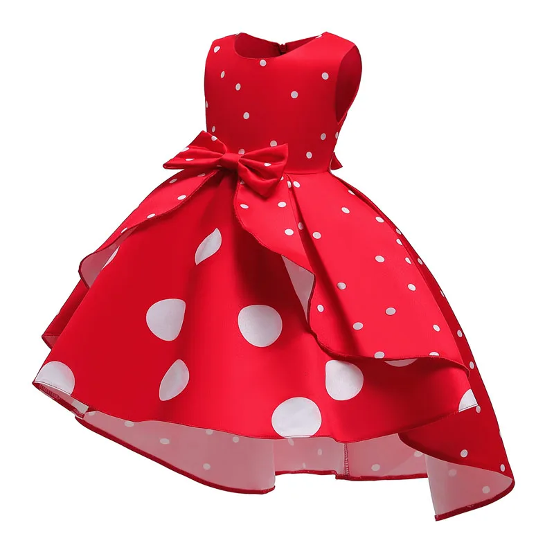 Girls Dress Wedding Evening Party Elegant Princess Dress Casual Kids Clothes Bow Dots Dress Children\'s Vestidos New Year Dresses