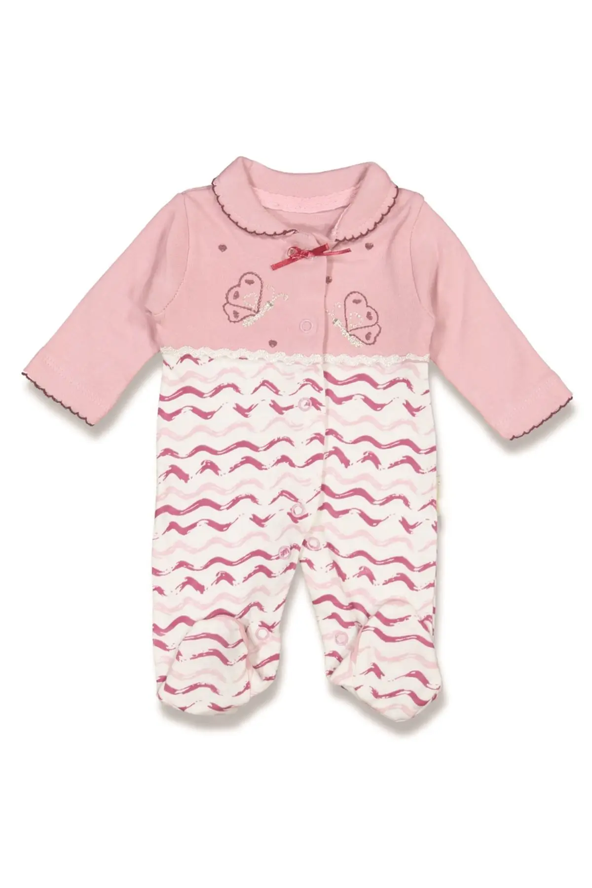 Premature Butterfly Pattern Baby Jumpsuit-Damson