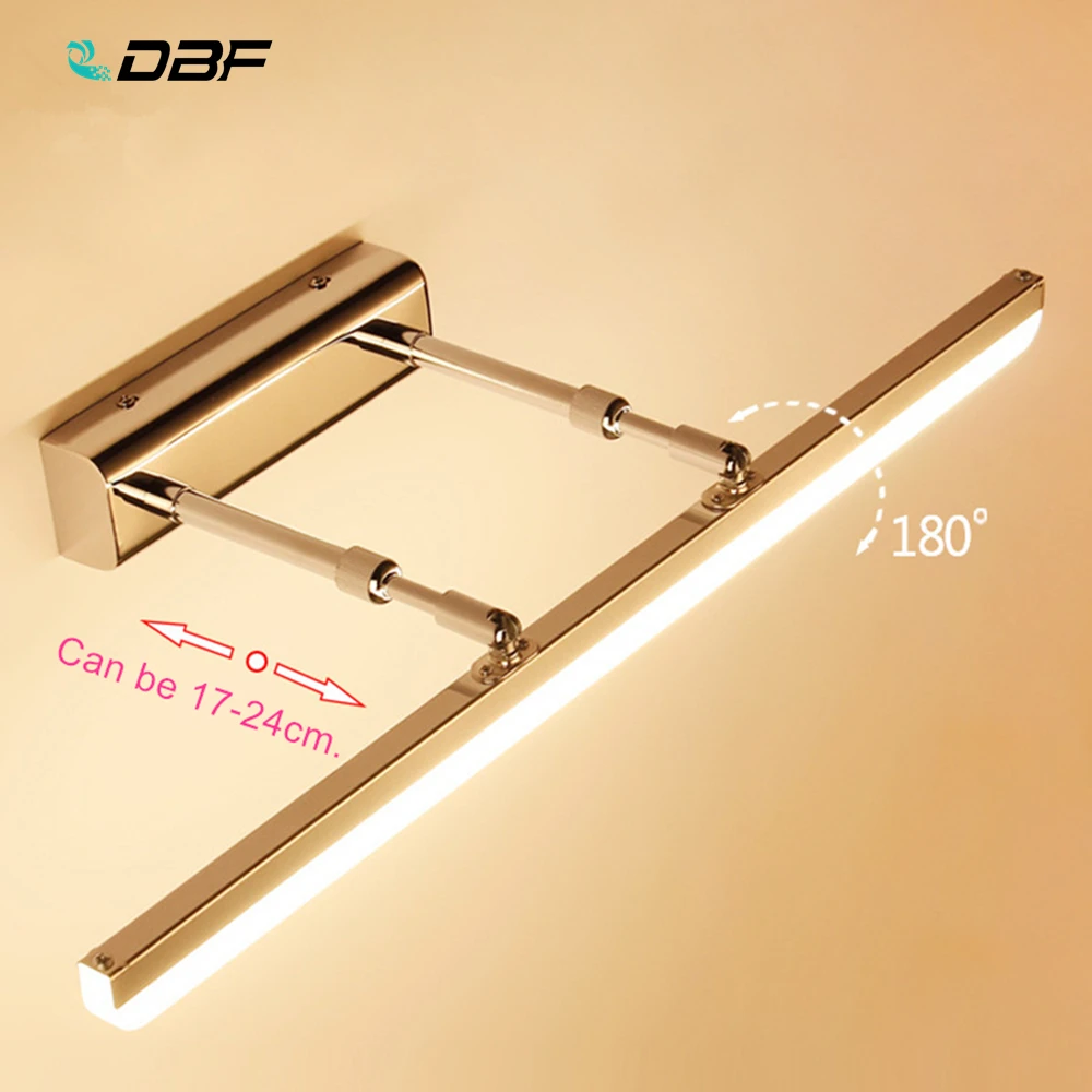 

[DBF]Length Adjustable 40cm 50cm 9W 12W LED Mirror Light Stainless Steel AC85-265V Modern Wall Lamp Bathroom Lights Wall Sconce