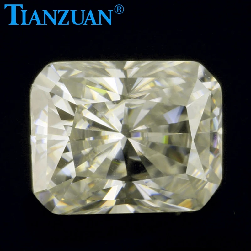 Yellow Color Radiant Shape Emerald Cut Sic Material Moissanites Loose Gem Stone