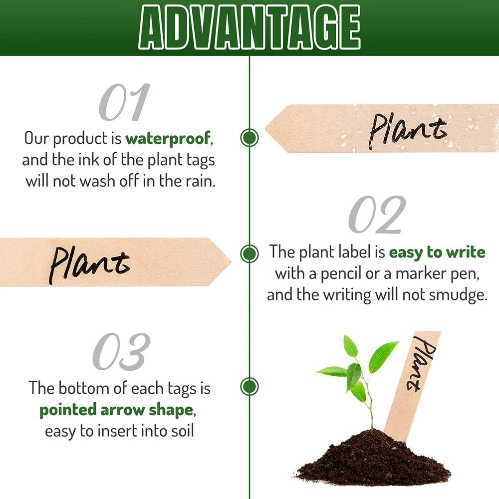 Этикетки для бамбуковых растений, экологически чистые ярлыки для деревянных растений, ярлыки для карточек, садовые маркеры для семян в горшке, трав,