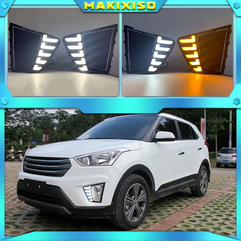 

LED DRL Daytime Running Lights LED Day Lights for Car Special Hyundai IX25 Creta 2014 2015 2016 Replace Fog Lamp Cover Holes