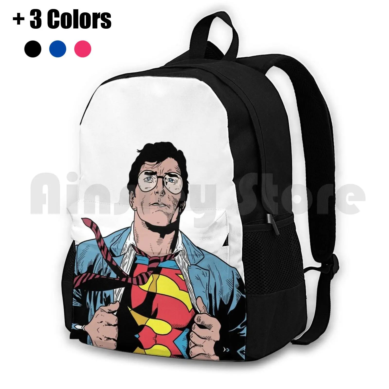 Clark Who ? Outdoor Hiking Backpack Riding Climbing Sports Bag Superhero Clark Glasses Sketch Digitalart Fly Power