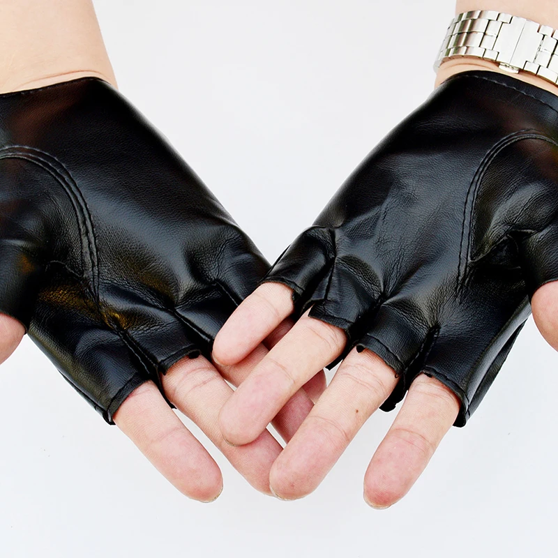 Adultos/niños Halloween carnaval tachonado Cool guantes calle baile Punk Rocío medio dedo cuero G45