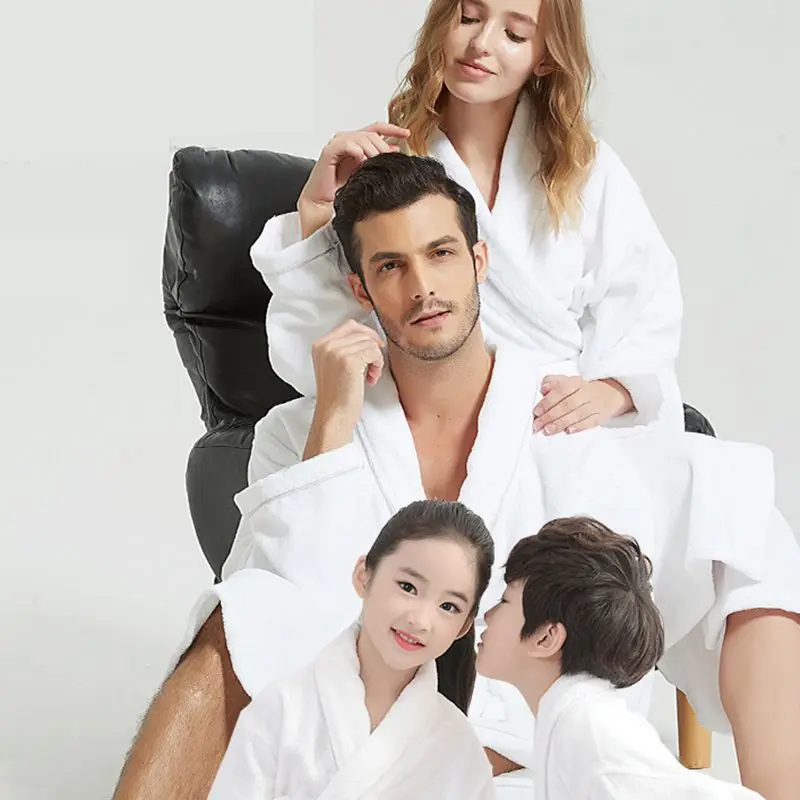 100% Cotton Toweling Terry Robe for Women Winter Casual Home Wear Warm Bathrobe Family Friendly for Adults Boys And Girls