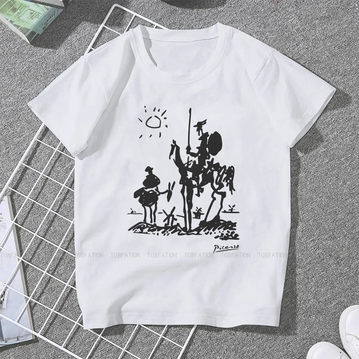 Pablo Picasso Don Quixote 4XL 5XL TShirt Horse Pure Cotton Basic T Shirt Woman's Tops Fashion