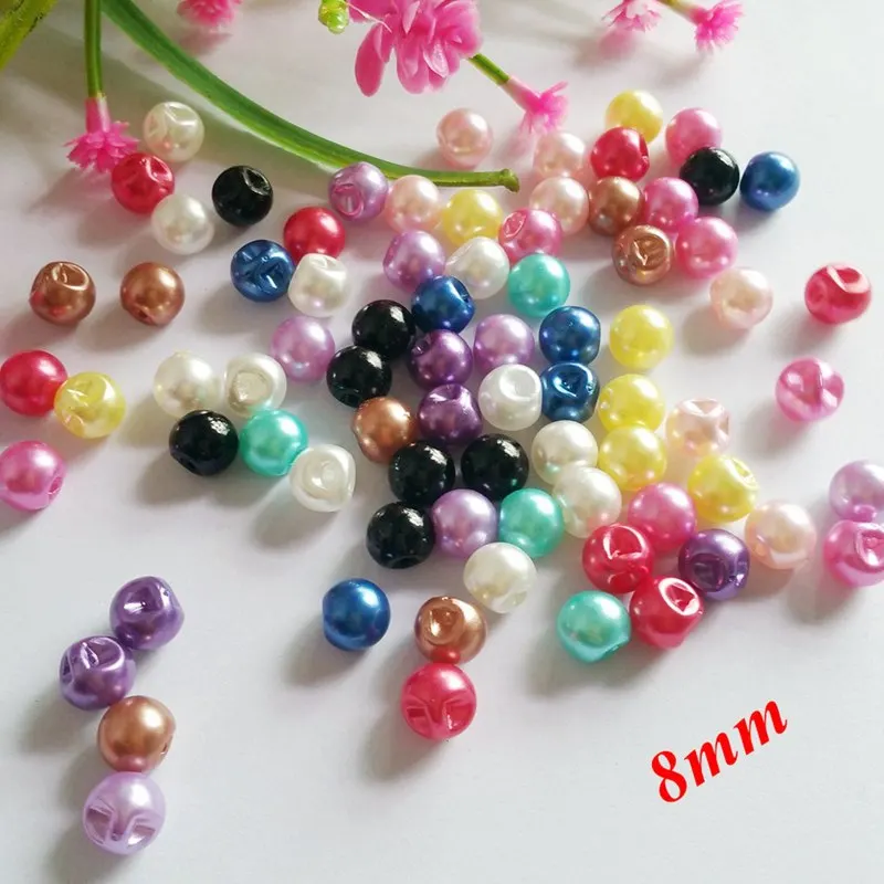 100pcs/lot 8mm Mixed 12 color imitation pearl buttons for sewing handmade loose buttons Sewing accessories decorative buttons