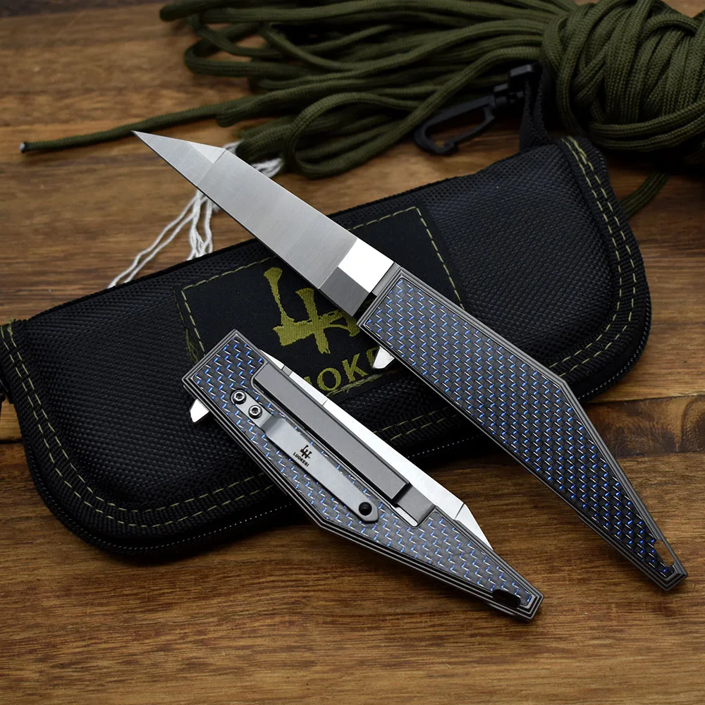 M390 faca dobrável de aço para acampamento, faca de sobrevivência para acampamento ao ar livre, de fibra de carbono, material de autodefesa, coleção de presentes