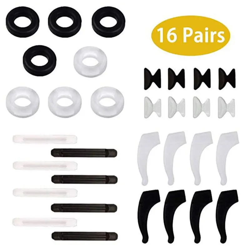 16 Pcs Comfortable Silicone Anti-slip Round Eyeglass Retainers for Sunglasses Reading Glasses Eyeglass Ear Hook Durable