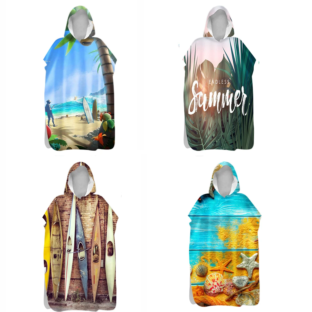 

Customizable Pattern Double-Faced Fleece Quick-Drying Lightweight Hooded Beach Towel Warm Swimming Bathrobe Adult Child Cloak