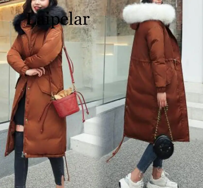 2019 Women Winter Jackets Down Cotton Hooded Coat  Parkas Mujer Coats Long Coat Fashion Female Fur collar Coats 3XL