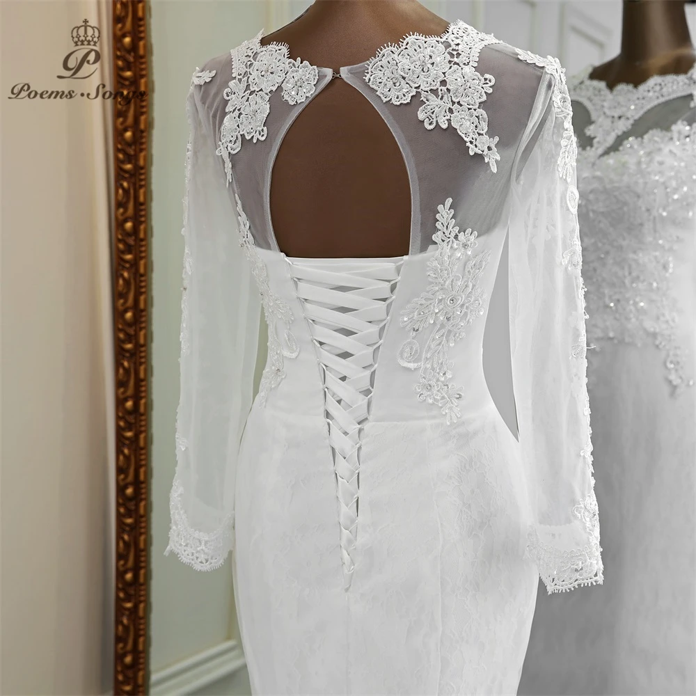 2020 nouvelle fleur robe de mariée manches longues mariage élégant robes de mariée applique sirène robe de mariée